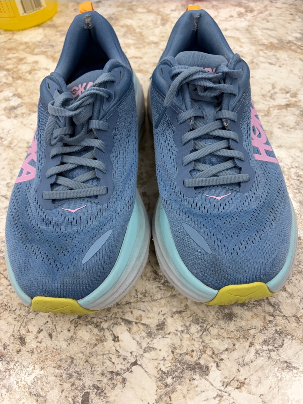 Hoka Women's Slate Blue Athletic Sneakers with Pink Logo